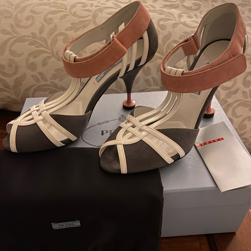 Prada Peep-toe leather heels shoes 3.75” heel